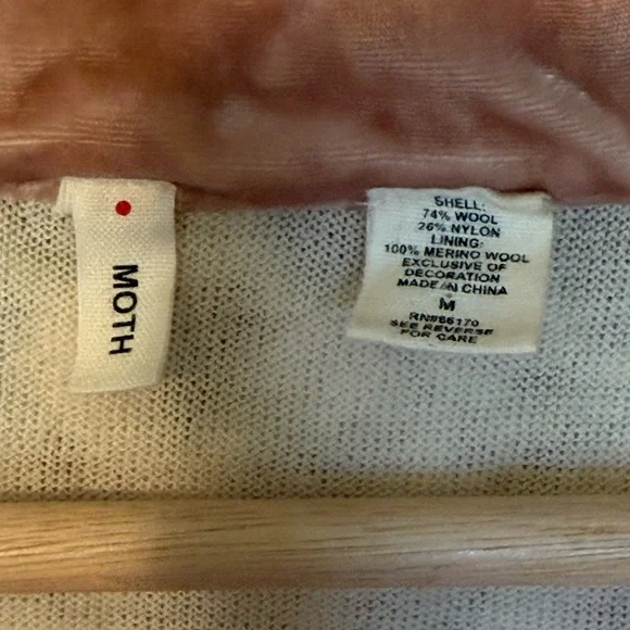 3/$25 Anthropologie x Moth Women’s Velvet Trim Crotchet Sweater, Size Medium - Picture 6 of 6